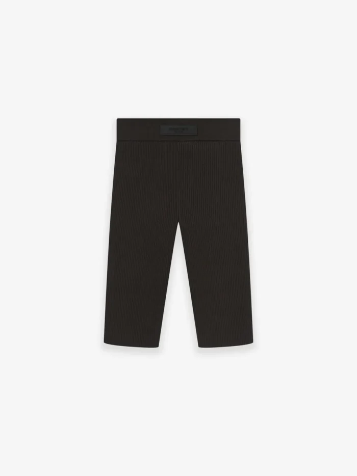 Womens Knit Rib Sport Short Black in front side