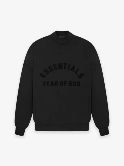 Essential Crewneck Jet Black in front side