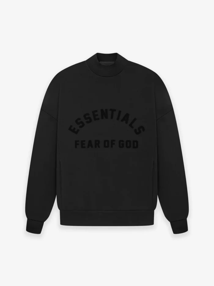 Essential Crewneck Jet Black in front side