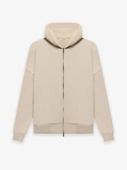 Fleece Zip Hoodie Dusty Beige