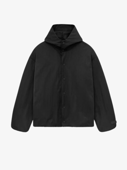 Textured Nylon Hooded Coaches Jacket in front side