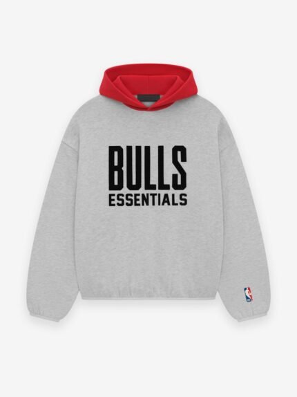 Essentials Bulls Hoodie Light Heather front side