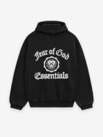 Essentials Fear of God Shrunken Hoodie Black front side
