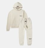 Essentials Fear of God Light Heather Oatmeal Tracksuit front side