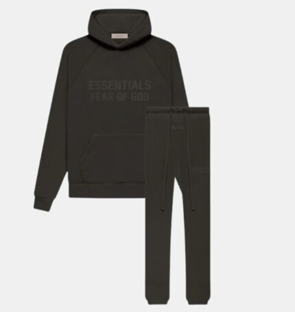 Fear of God Essentials Off Black Tracksuit front side