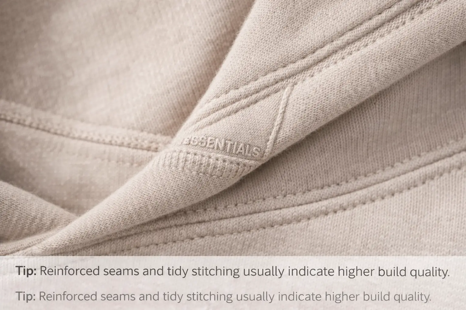 Close-up of hoodie seam stitching showing clean and reinforced construction