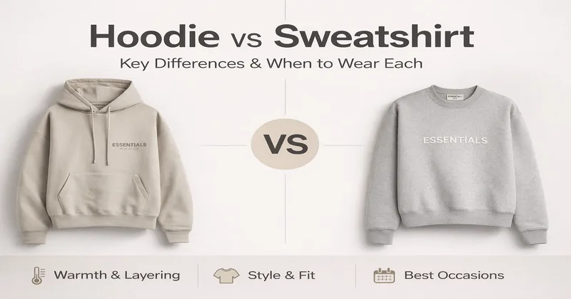 Hoodie vs Sweatshirt comparison showing key differences in warmth, fit, layering, and everyday wear